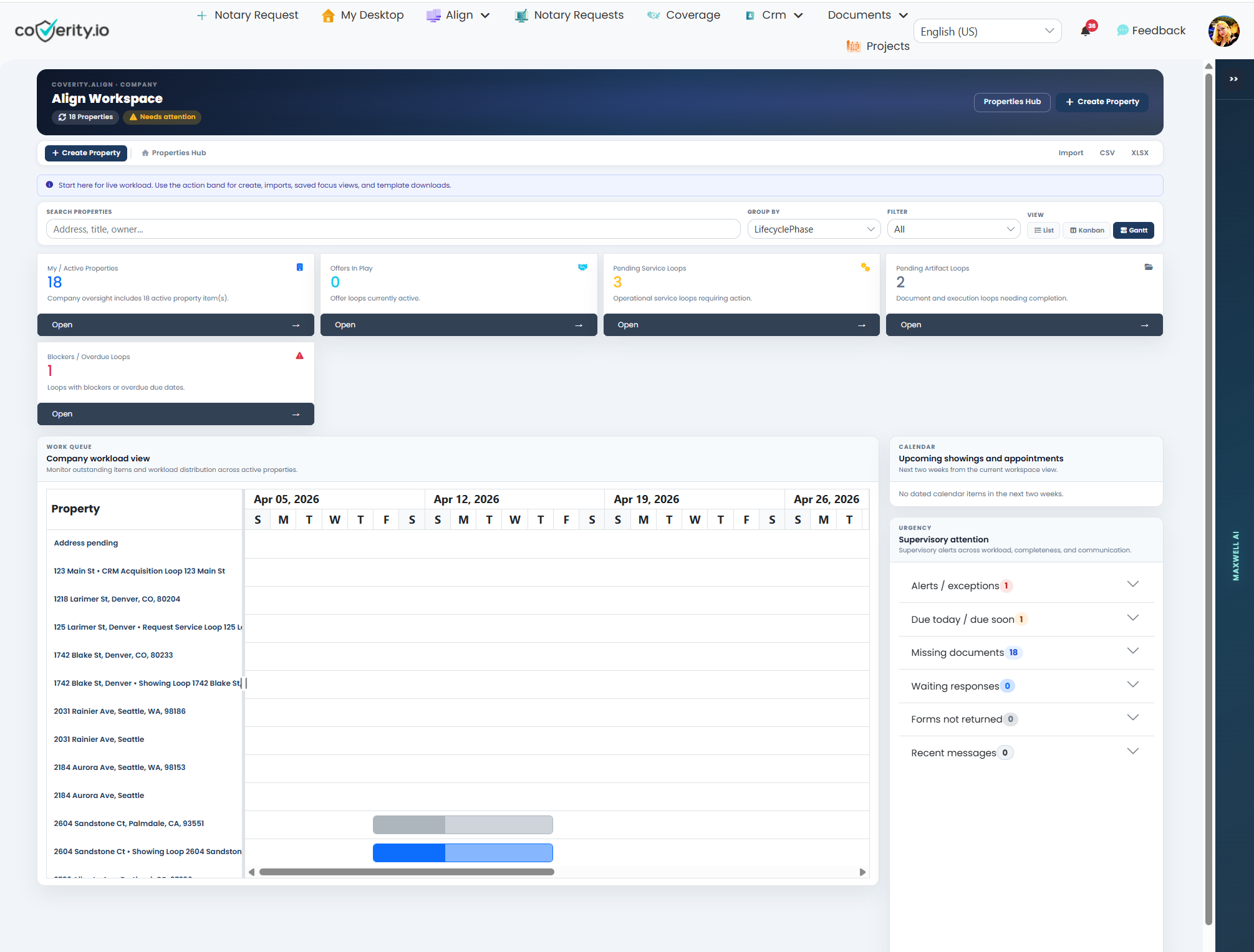 Align transaction workspace